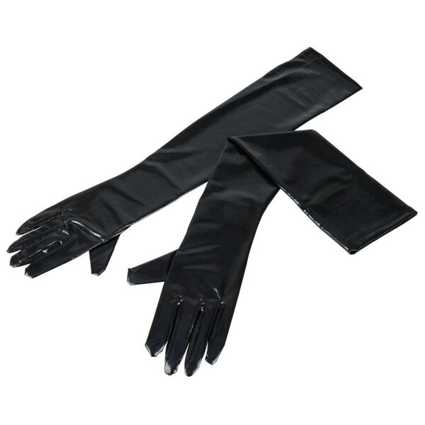 Schwarze extra lange Handschuhe Wetlook Einheitsgröße