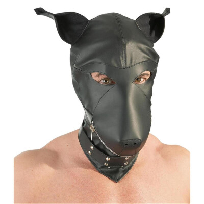 Hundekopf-Maske geschnürt mit Reissverschluß...