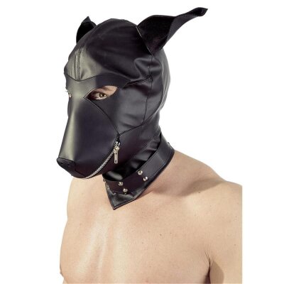 Hundekopf-Maske geschnürt mit Reissverschluß...
