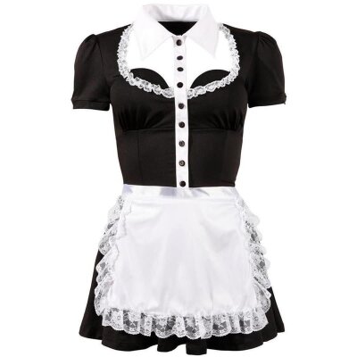 Servierkleid S Dienstmädchen Kostüm Mini-Kleid Uniform Kleid Dessous in Schwarz