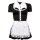 Servierkleid L Dienstmädchen Kostüm Mini-Kleid Uniform Kleid Dessous in Schwarz