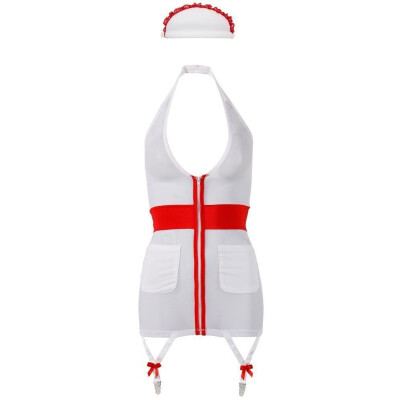 Krankenschwester-Set L Damen-Dessous Kostüm Uniform Reizwäsche in Weiss-Rot