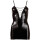 Mini-Kleid L Partykleid Kleid Wetlook-Kleid Minikleid mit Schnürung in Schwarz