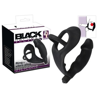 Penisring Cockring Erektion Potenz Anal Haken Plug Black Velvets ring & Vibration