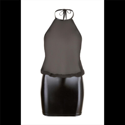 Mini-Kleid S Damen Chiffon-Kleid Mini-Kleid mit Neckholder Minikleid in Schwarz