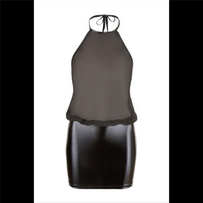 Mini-Kleid M Damen Chiffon-Kleid Mini-Kleid mit Neckholder Minikleid in Schwarz