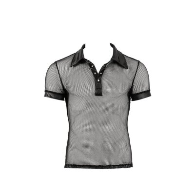 Herren Shirt XL Wetlook Netz Hemd mit Polokragen Männer Dessous Reizwäsche