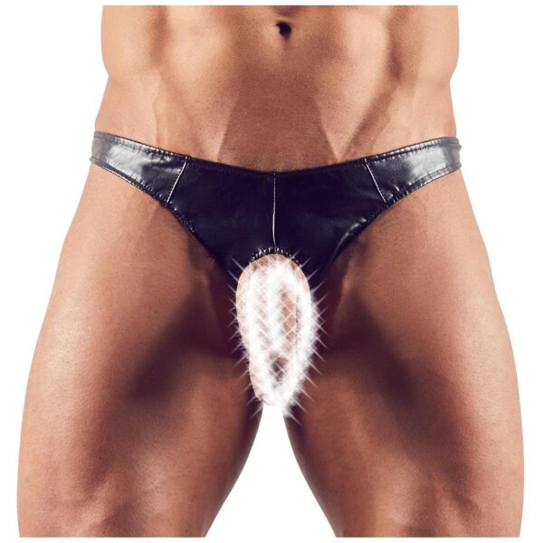 Herren Rio String XL Leder Imitat Penis Front Öffnung