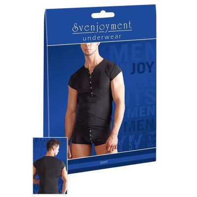 Herren Shirt XL Leicht Transparent Schwarz mit Druckknopfleiste Männer Dessous