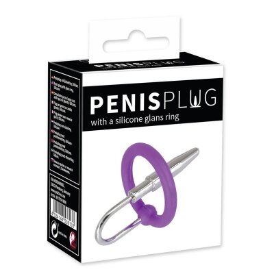 Metall Penisplug mit Eichel Ring aus Silikonring Lila