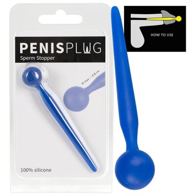 Penisplug mit Kugelspitze Silikon Blau Sperm Stopper