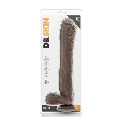 Dr. Skin 13" Dildo Penisdildo braun Saugfuß 27cm lang realistisch