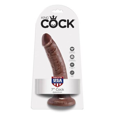 Realistischer Penis Dildo Saugfuß Braun King Cock 7 Zoll