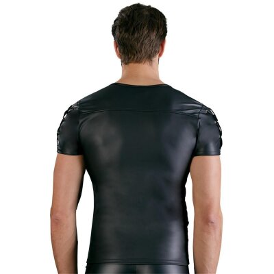 Herren Shirt 2XL schwarz mit Reißverschluss und Ringen Männer Dessous Reizwäsche