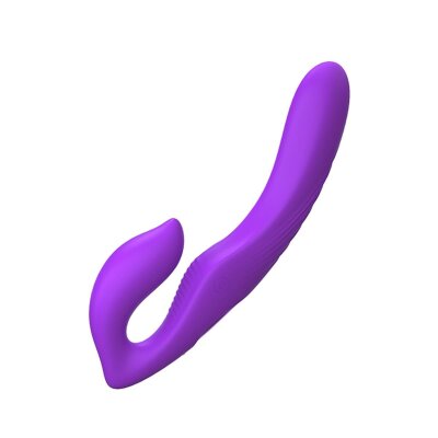 Strap-On Umschnall-Dildo tr&auml;gerlos Vibration lila USB Sex Spielzeug Toys Frauen