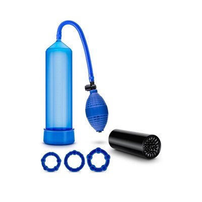 Penis Potenz Pumpe Vakuum Enlarger Penisvergrößerung Set Quickie Kit Go Big Blau