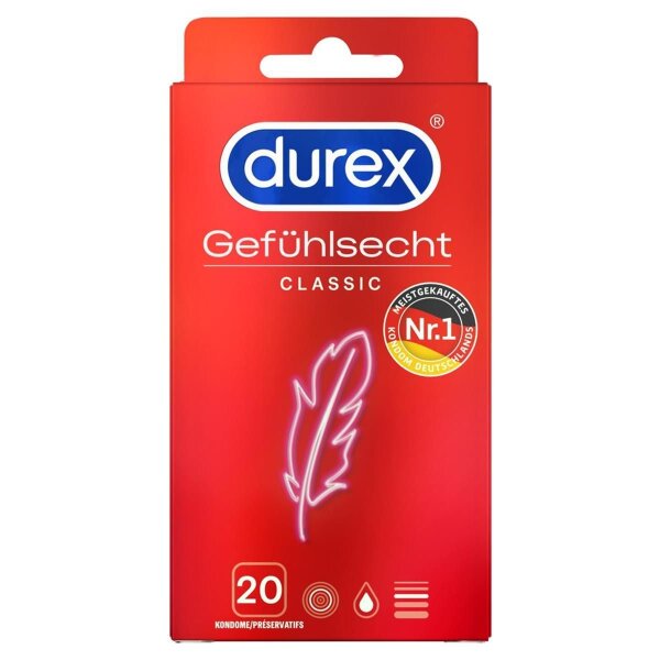 Kondome Condom Durex Gefühlsecht Classic 20 Kondome extra dünn hauchzart thin