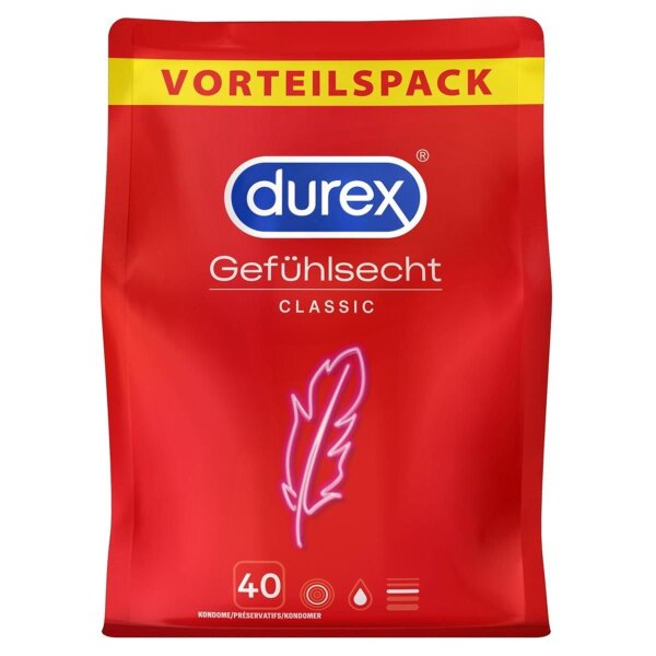 Kondome Condom Durex Gefühlsecht Classic 40 Kondome extra dünn hauchzart thin