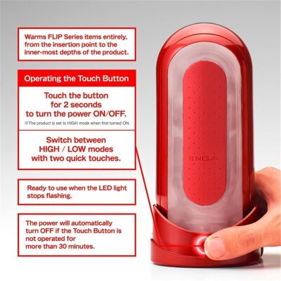 Tenga Masturbator mit Heizstab zum Erwärmen Silikon Flip 0 Red Warmer Package