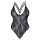 Sexy Body XL Erotik Einteiler komplett aus Spitze mit tiefen Dekollet&eacute; Schwarz