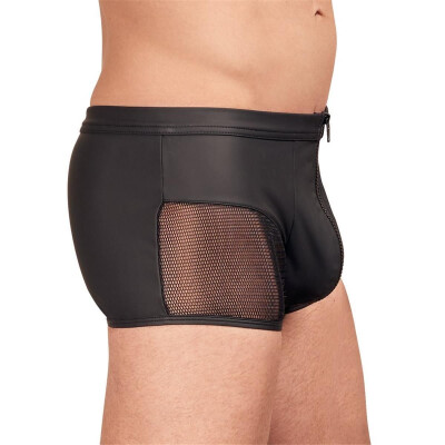 Herren Pants XL Männer Shorts Matt Schwarz mit Netz...