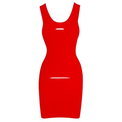 Latex Kleid XS Rot Hautenges Minikleid ohne Ärmel mit rundem Ausschnitt Fetish