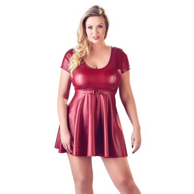 Rotes Kleid 2XL Minikleid Skaterkleid Gürtel Zierschnalle