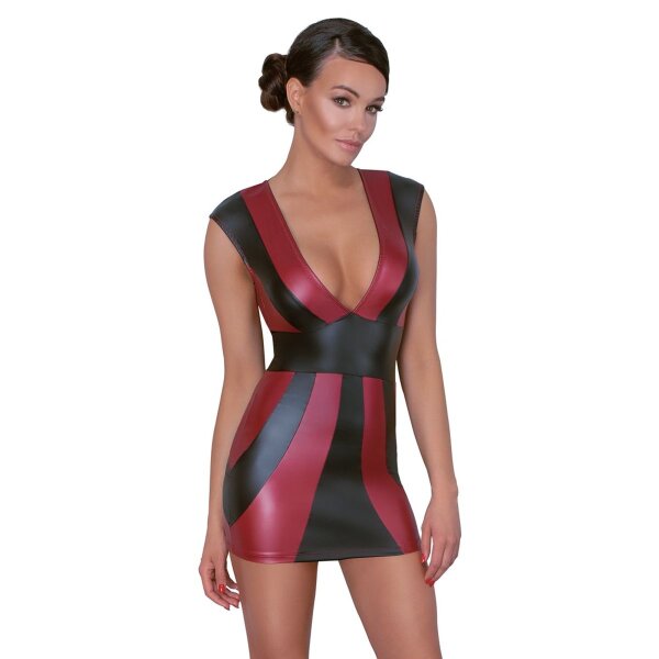 Kurzes Kleid rot/schwarz Streifen S Mattlook Minikleid