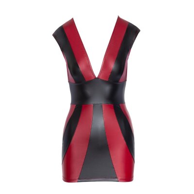 Kurzes Kleid rot/schwarz Streifen S Mattlook Minikleid