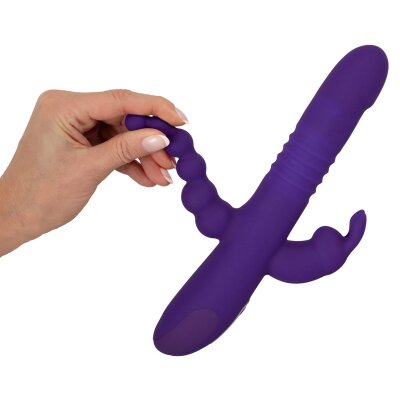 Thrusting Pearl Triple Vibrator   Vibrator mit Stoßfunktion und Klitorisreizer lila