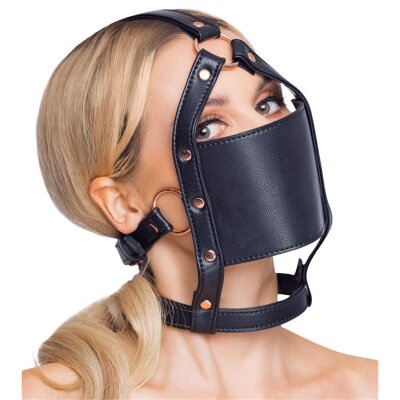 head harness with a gag   Kopfgeschirr schwarz
