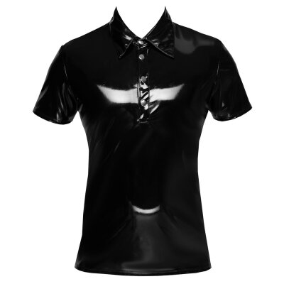 Poloshirt aus Lack  M Shirt schwarz