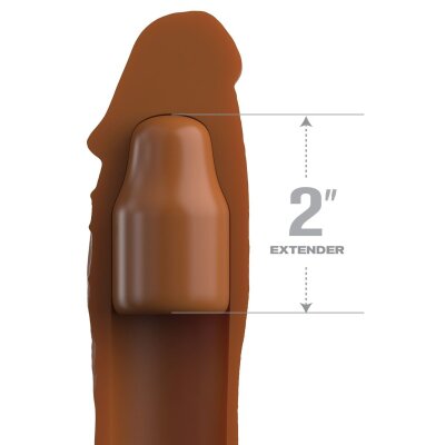 2“ Silicone X-tension Penis Sleeve Penis Hülle Verlängerung hautfarben dunkel