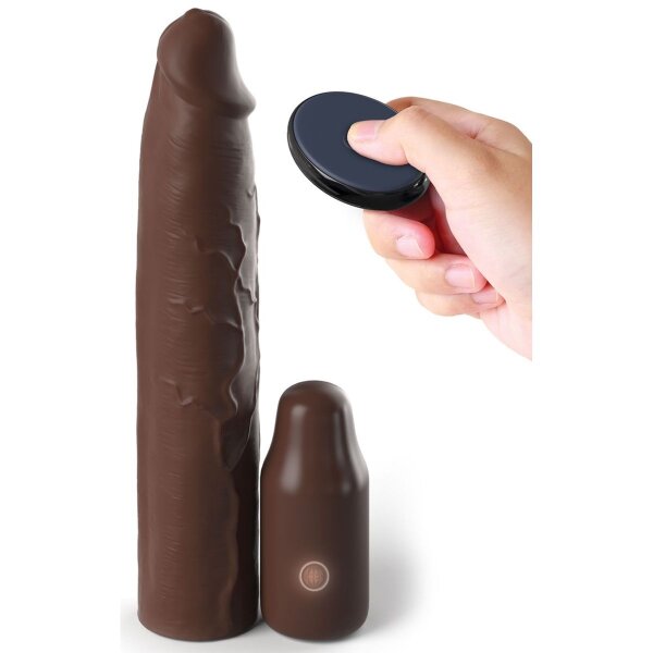 3“ Vibrating Mega X-tension Penis Sleeve Penis Hülle Verlängerung dunkel