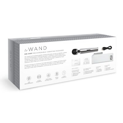 Le Wand Massager Vibrator Stab Diecast Silber USB Aufladbar
